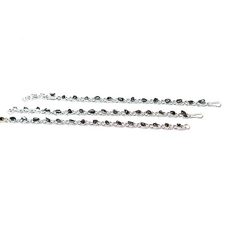 10 Pulseira Corrente Colada Hematita Natural Rolada Prateado