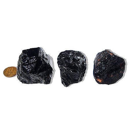 03 Turmalina Preta Pedra Natural 100 a 150g Média 6cm Tipo B Atacado