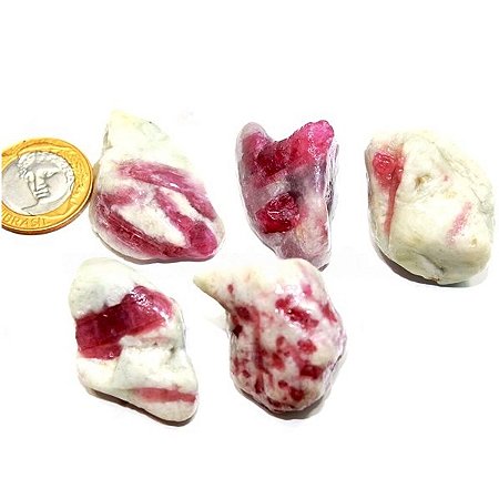 05 Turmalina Rosa Rolado Pedra de Garimpo Colecionador