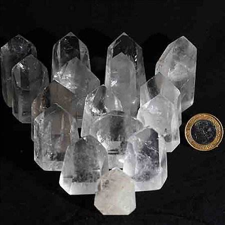 01 Kg Ponta Cristal Lapidado Natural 10 a 80g Classe B Atacado