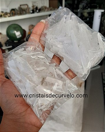 0,1 Kg Cascalho Bruto Selenita em Pó  5 a 35mm Tipo C