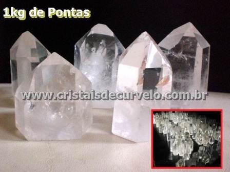 01 Kg Ponta Cristal Lapidado 350g a 2Kg Classe B Atacado (Compra Mínima 2kg)