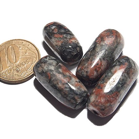 10 Barril Furado Longitudinal Pedra Unakita Natural 25mm