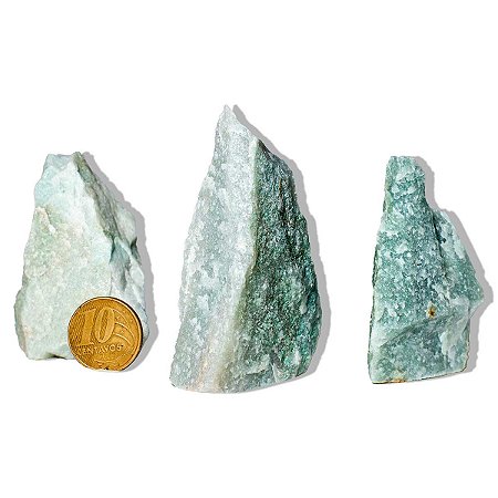 03 Quartzo Verde Pedra Pé Serrado 50 a 100g 5 a 10cm Tipo B