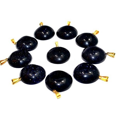 10 Pingente Pedra Estrela Disco Liso Montagem Pino Dourado Atacado
