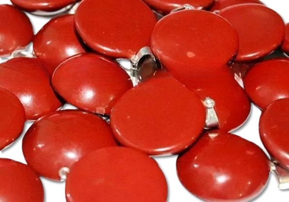 05 Pingente Disco Liso Jaspe Vermelho Pedra Natural Pino Prateado Atacado