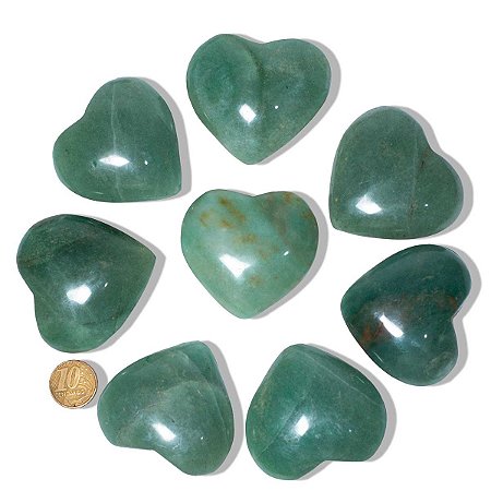 03 Coração Quartzo Verde Pedra Natural 50 a 60mm Classe C