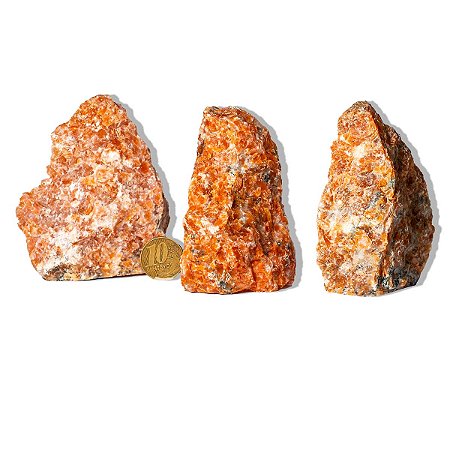 03 Calcita Laranja Pedra Pé Serrado Natural 200 a 300g TipoB