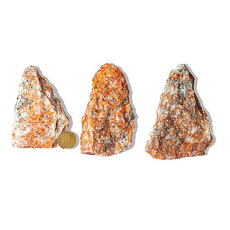 10 Calcita Laranja Pedra Pé Serrado Natural 300 a 400g TipoB