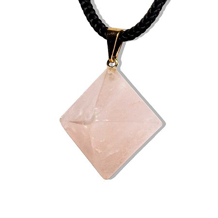 10 Pingente Pirâmide Pedra Quartzo Rosa Natural Dourado Atacado