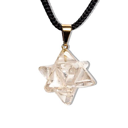 10 Pingente Merkabah Quartzo Fumê Pino Dourado Atacado