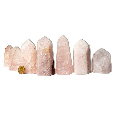 01 Kg Pontas Quartzo Rosa 80 a 200g Tipo C Gerador Atacado