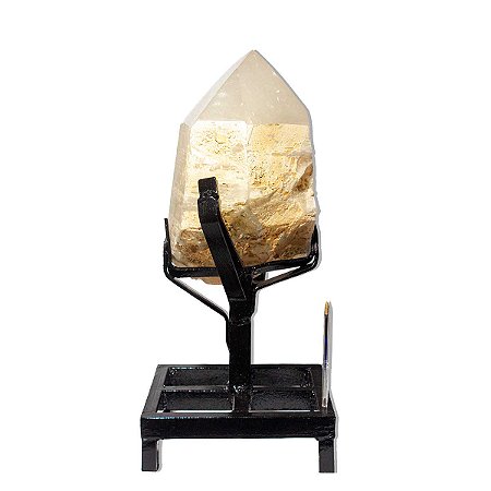 Pedra Quartzo Cristal Ponta Retificada Com Base 20Kg 54cm