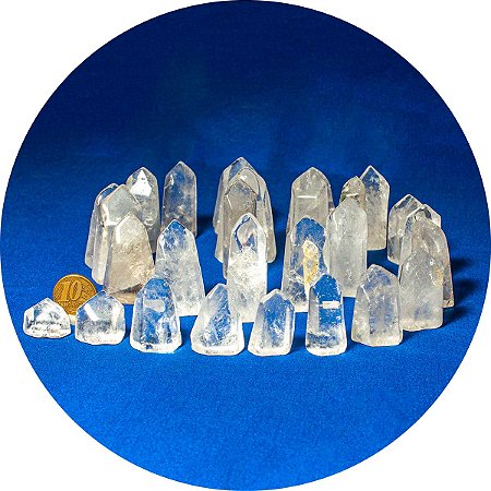 100 Ponta Cristal Polido Liso Natural Média 40mm Classe C