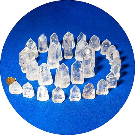 50 Ponta Cristal Polido Liso Natural Média 40mm Classe B