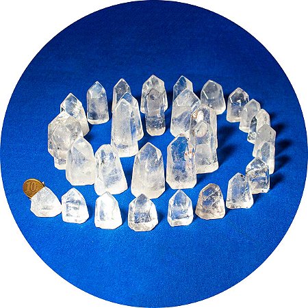 100 Ponta Cristal Polido Liso Natural Média 40mm Classe B