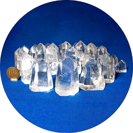 100 Ponta Cristal Polido Liso Natural Média 40mm Classe A