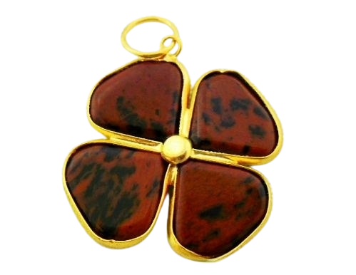 10 Pingente Trevo Da Sorte Obsidiana Mahogany Pedra Natural