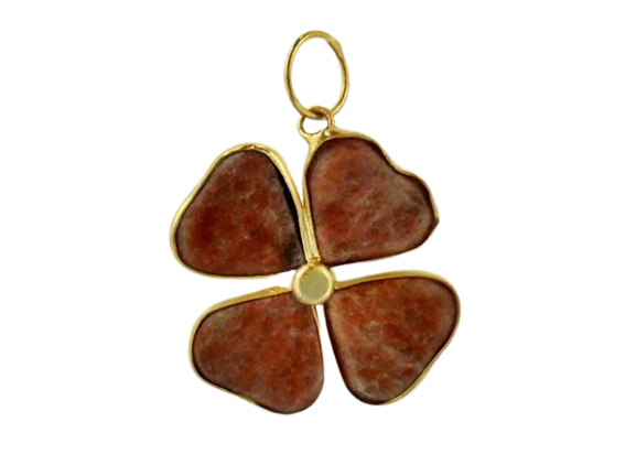 10 Pingente Trevo 4 Folhas Quartzo Cereja Pedra Natural Dourado