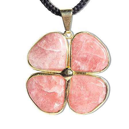 10 Pingente Trevo 4 Folhas Quartzo Vermelho Pedra Natural Dourado