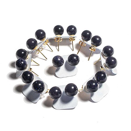 10 Brinco Bolinha Pedra Estrela Banho Flash Dourado Atacado