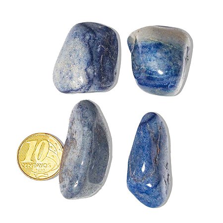 4 Cristal Azul Grande Pedra Quartzo Rolado com 3 cm Aproximadamente