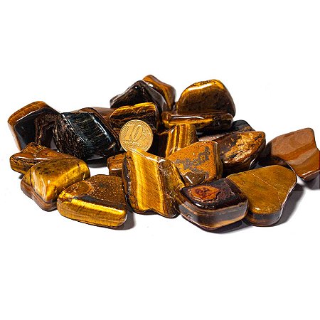 1kg Olho de Tigre Rolado Pedra Natural G 30 a 45mm Tipo A