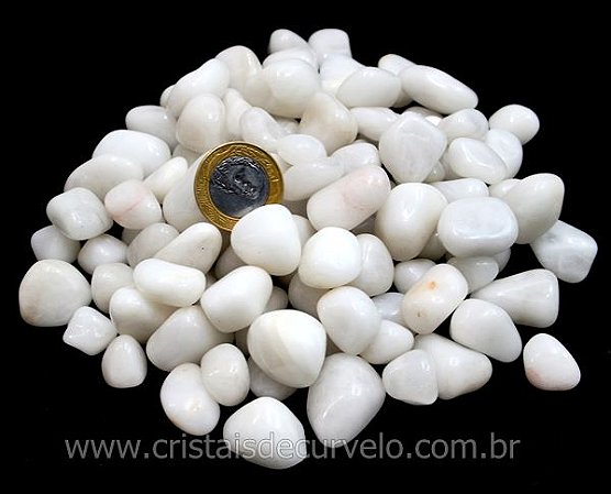 1kg Quartzo Leitoso Rolado Pedra Natural M 20 a 35mm Tipo B