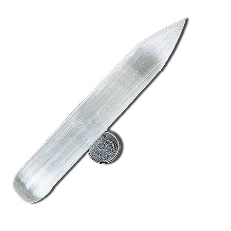 05 Bastão Lápis Massageador De Selenita Branca 15cm