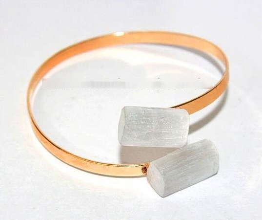 Bracelete de Selenita Ajustável Dourado Reff BS4241