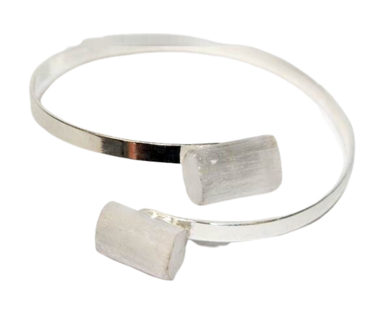 Bracelete de Selenita Ajustável Prateado Reff BS5855