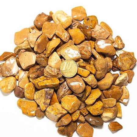 5kg Jaspe Amarelo Rolado Pedra Natural M 20 a 35mm Tipo B