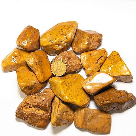 1kg Jaspe Amarelo Rolado Pedra Natural M 20 a 35mm Tipo B
