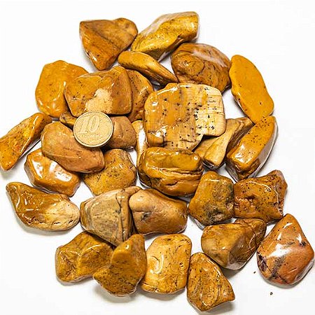 1kg Jaspe Amarelo Rolado Pedra Natural G 30 a 45mm Tipo B