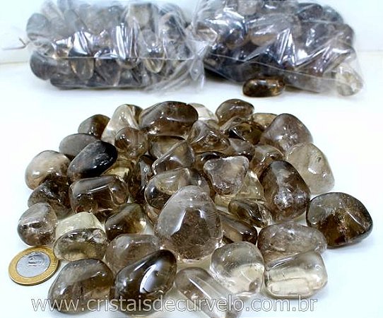 1kg Quartzo Fumê Rolado Pedra Natural G 30 a 45mm Tipo A