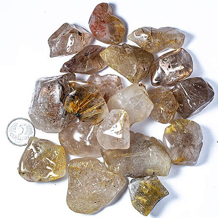 1kg Quartzo Rutilado Rolado Natural G 30 a 45mm Tipo A
