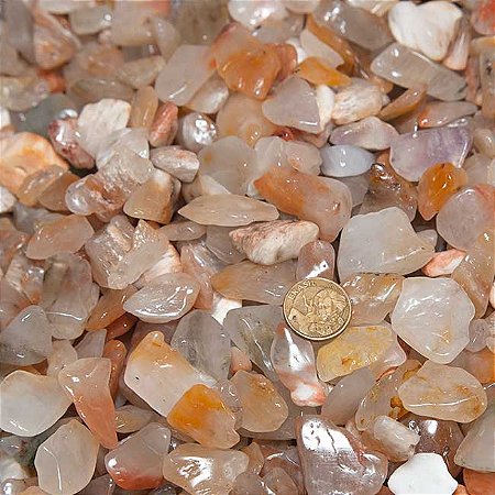 1kg Aragonita Raio Laranja Rolado Natural Areia 3 a 8mm