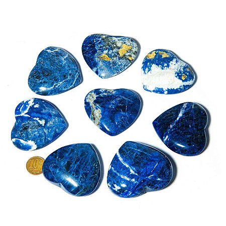 20 Coração Pedra Sodalita Azul Natural 50 a 70mm ATACADO