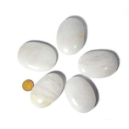 20 Massageador Sabonete Pedra Quartzo Leitoso 6 a 8cm Terapeutica