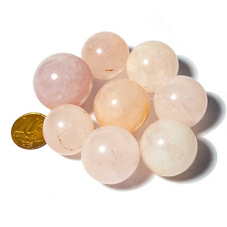 10 Bola Esfera Cristal Quartzo Rosa Atacado 18 a 25mm Tipo B
