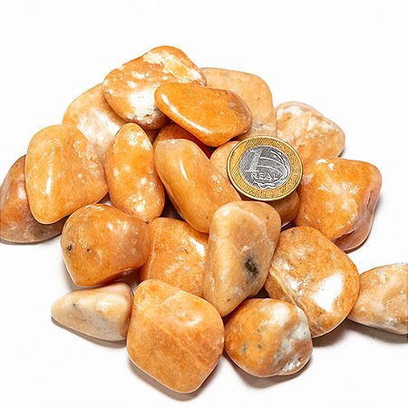 1kg Calcita Laranja Rolado Pedra Natural M 20 a 35mm Tipo B