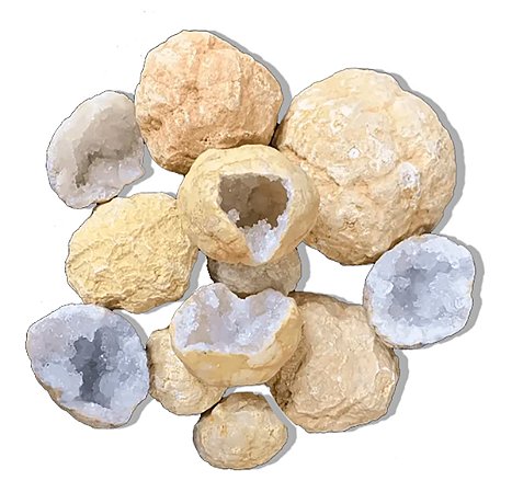 10 Kit 3 Geodos Misteriosos Cristal Para Abrir Média 4 a 6cm