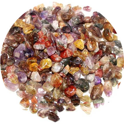 500g Super Seven Rolado + Auralite 23 + Cacoxenita PP 5 a 10mm