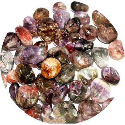 500g Super Seven Rolado + Auralite 23 + Cacoxenita G 30 a 45mm
