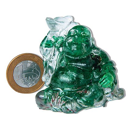 10 Escultura Buda De Quartzo Verde Na Resina 70g 5cm