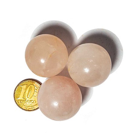 03 Mini Bola Quartzo Rosa Esfera Pequena Em Pedra Natural KIT