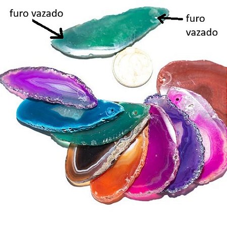 10 Chapa Agata 2 FURO Vazado  ATACADO Para Montar Colares Pingente