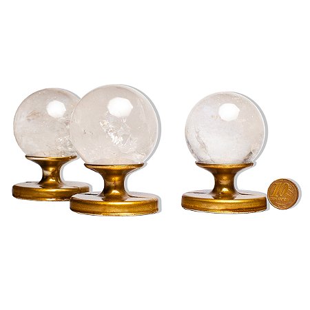 03 Esfera Cristal Pedra Natural 50 a 55mm 180 a 230g Tipo A