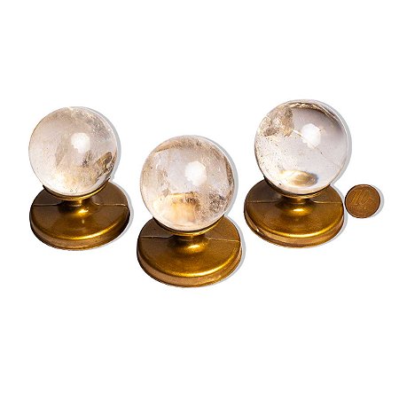 03 Esfera Cristal Pedra Natural 45 a 50mm 130 a 170g Tipo A