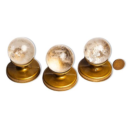 03 Esfera Cristal Pedra Natural 40 a 45mm 90 a 120g Tipo A